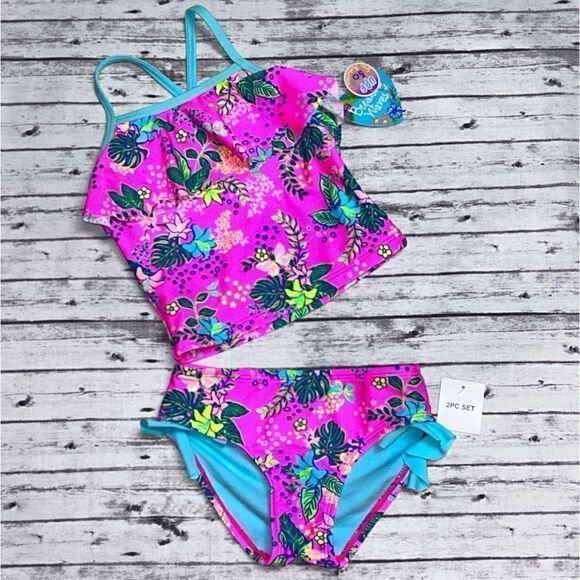 Breaking Waves Tropical 2 Piece Tankini Swimsuit - Picture 1 of 10